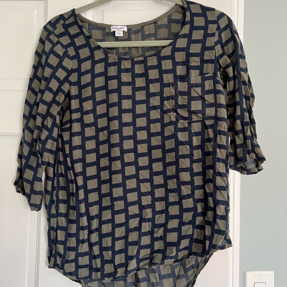Navy and Green Top